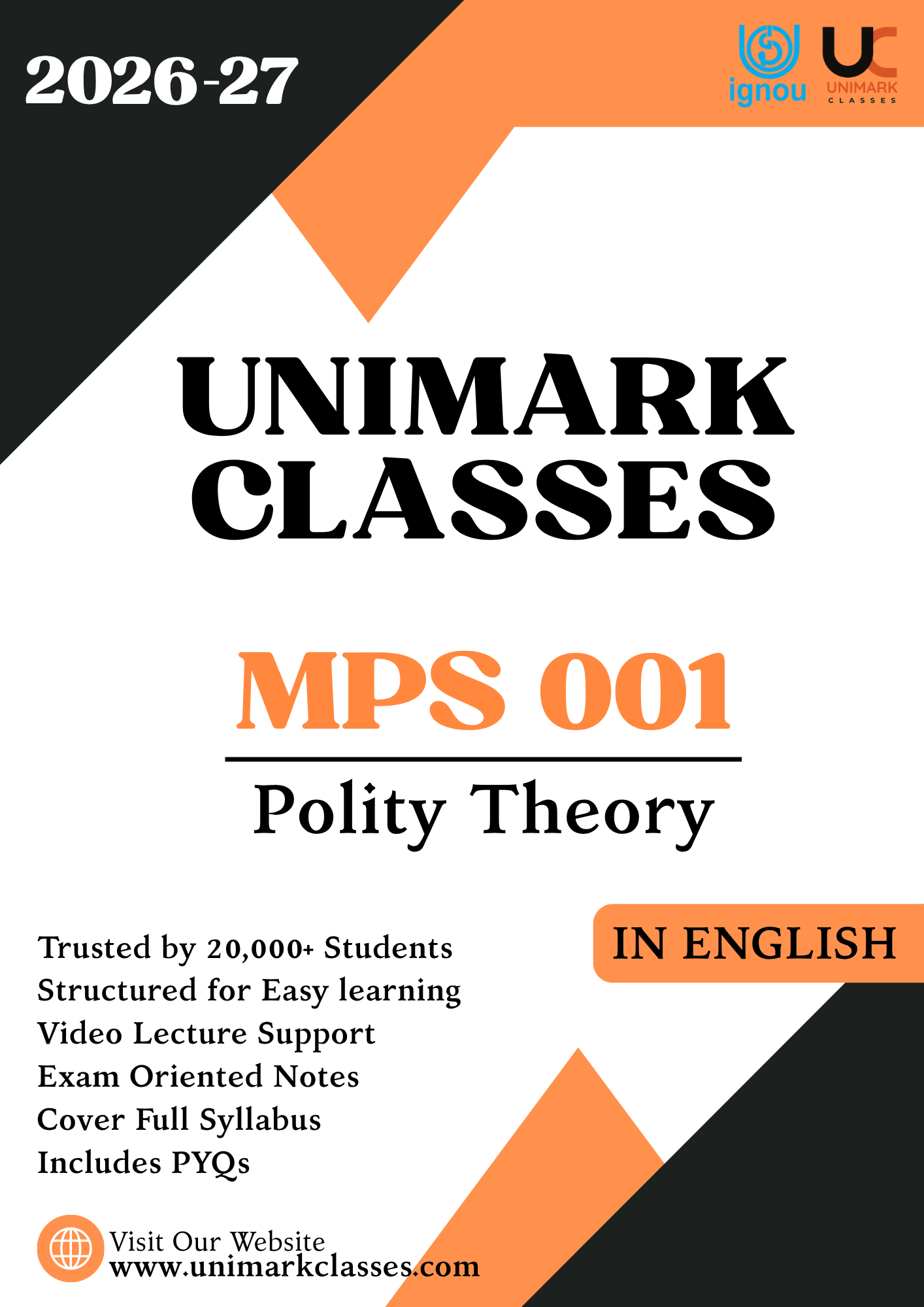 IGNOU MPS 001 Political Theory Notes PDF June 2026 in English & Hindi- Unimark Classes
