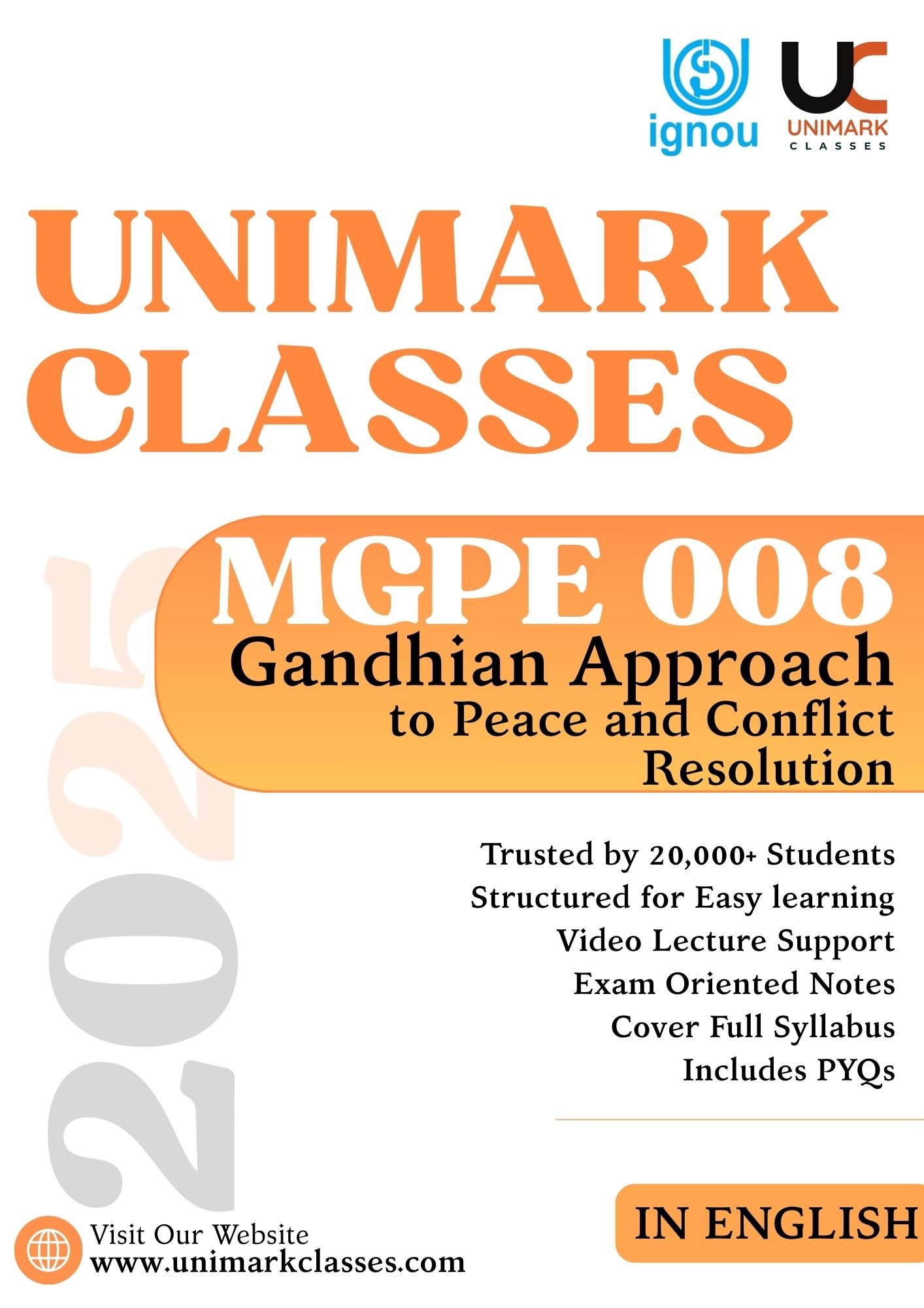 IGNOU MGPE 008 Gandhian Approach to Peace and Conflict Resolution Notes PDF (2025) – Hindi & English | Unimark Classes