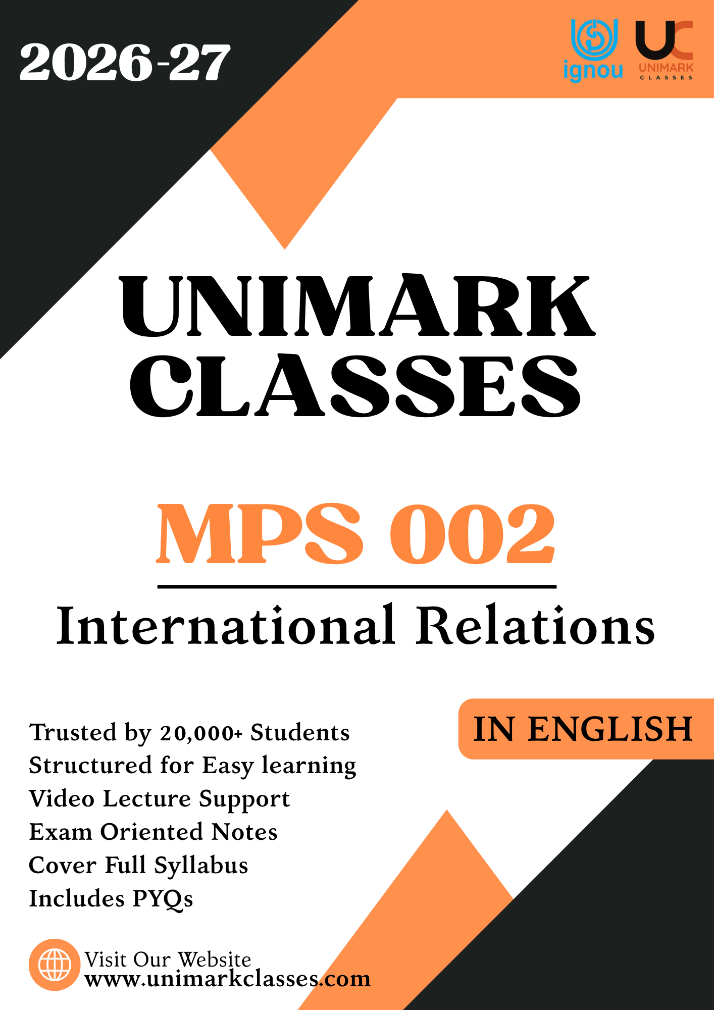 IGNOU MPS 002 International Relations Notes PDF June 2026 in English & Hindi- Unimark Classes