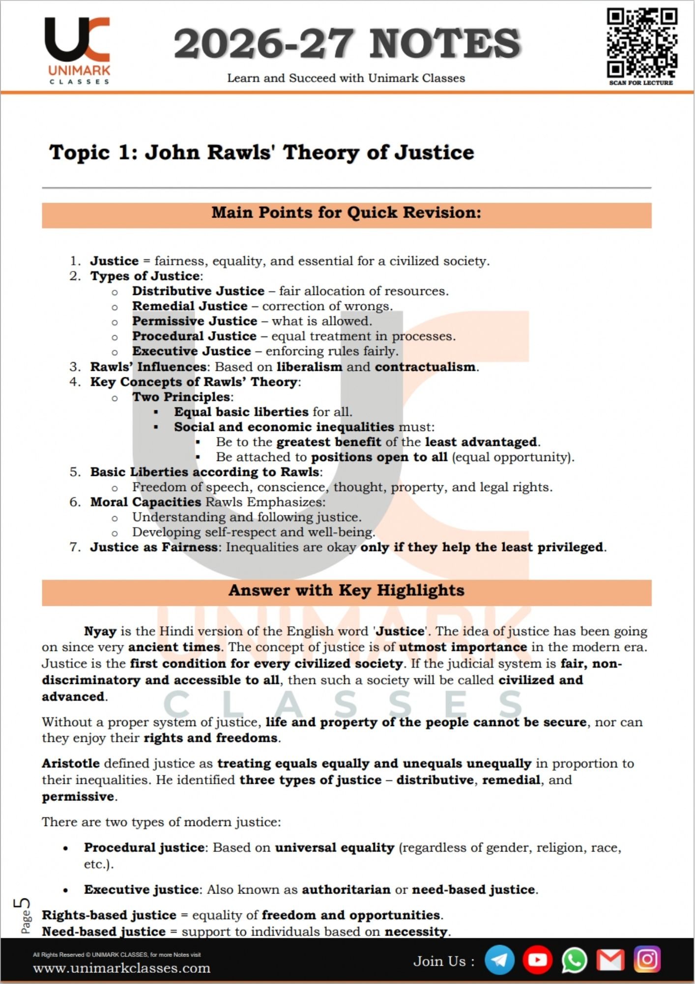 Unimark Classes notes Sample images for IGNOU MA Political Science course June 2026