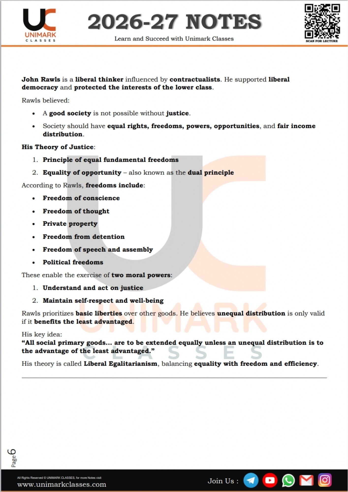 Unimark Classes notes Sample images for IGNOU MA Political Science course June 2026