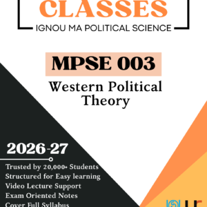 IGNOU MPSE 003 Western Political Thoughts Notes PDF June 2026 – Hindi & English | Unimark Classes