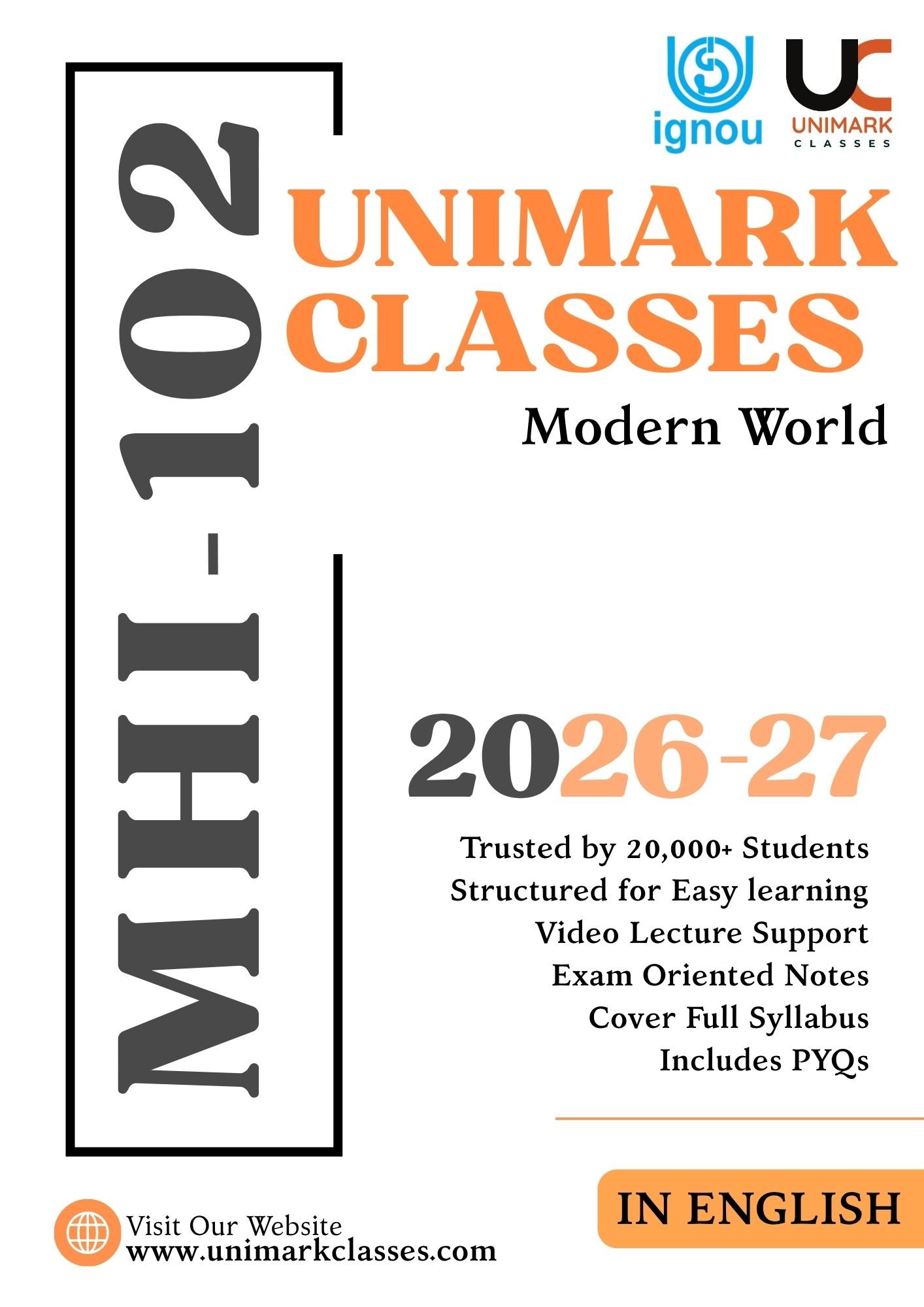 IGNOU MHI 102 Modern World (आधुनिक विश्व) PDF Notes June 2026- English & Hindi | Unimark Classes