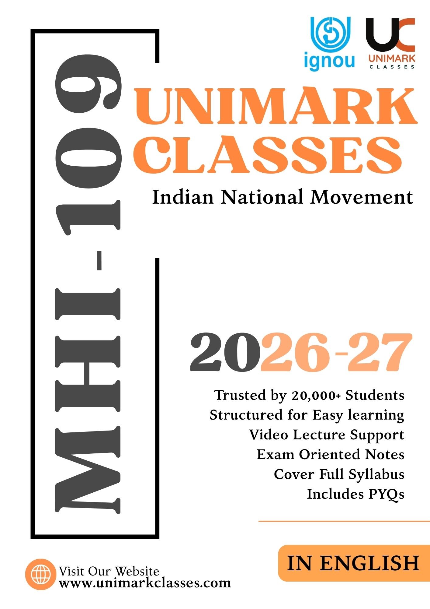 IGNOU MHI 109 Indian National Movement (भारतीय राष्ट्रीय आंदोलन) PDF Notes June 2026- English & Hindi | Unimark Classes