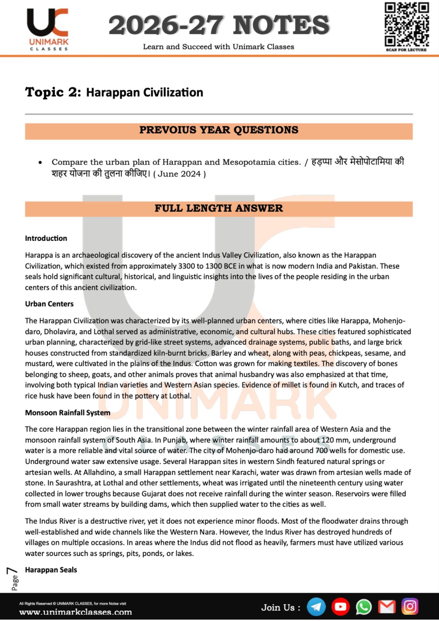 MHI IGNOU NOtes Deo Unimark Classes in English 2 june 2026 exams Unimark Classes